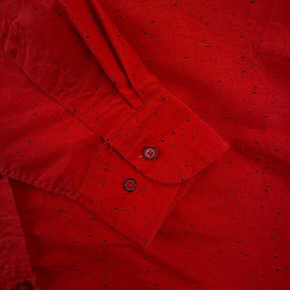 Red Ape Urban Wear Red Black Splatter Button Up Long Sleeve Shirt Men 2XL Adult - Picture 13 of 16